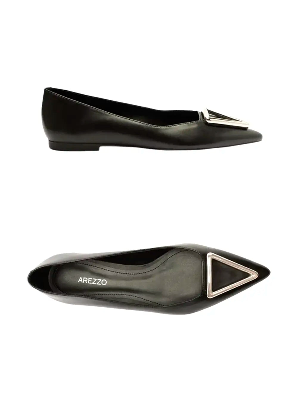 Black Sabrina Arezzo in Leather and Metal on the Toecap