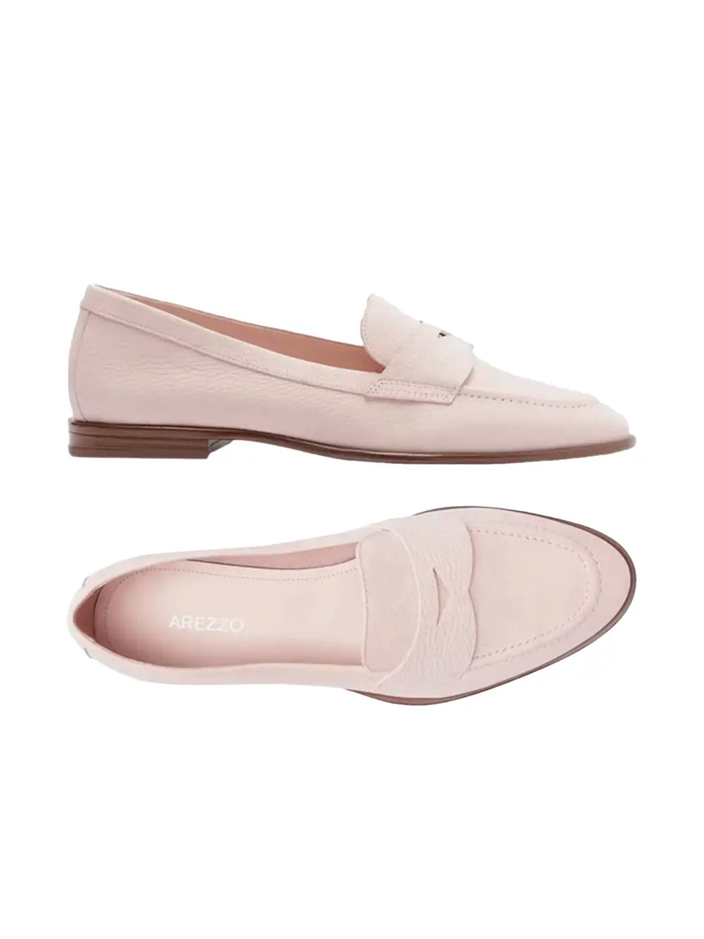 Arezzo Light Pink Leather Loafers
