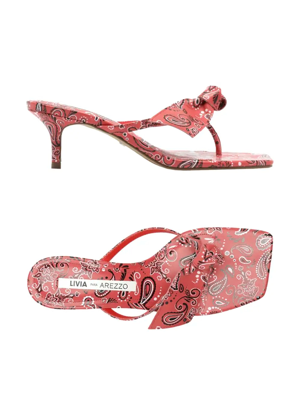 Arezzo Red Paisley Print Sandals