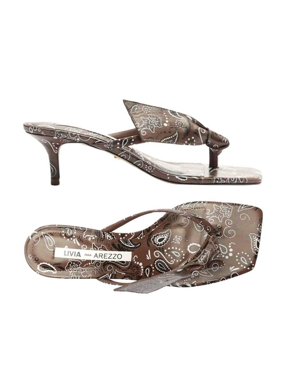 Arezzo Paisley Print Brown Sandal