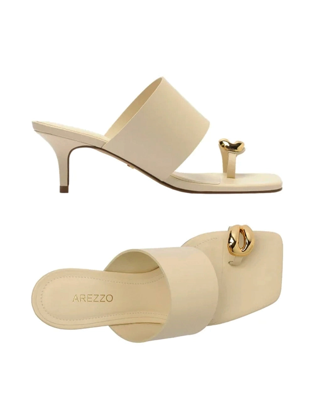 Off-White Leather and Bold Metal Sandals