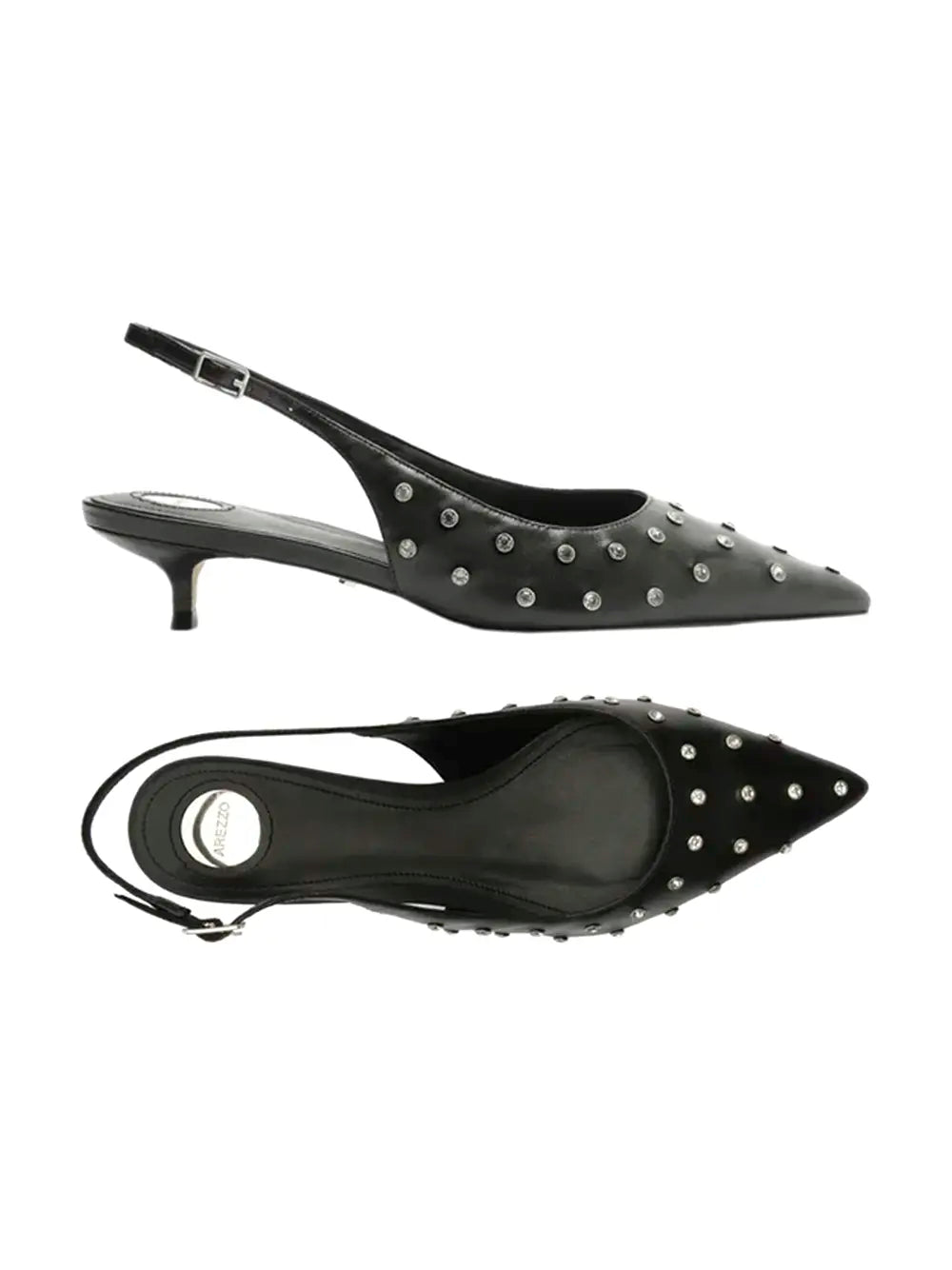 Scarpin Arezzo Preto em Pele com Tachinhas