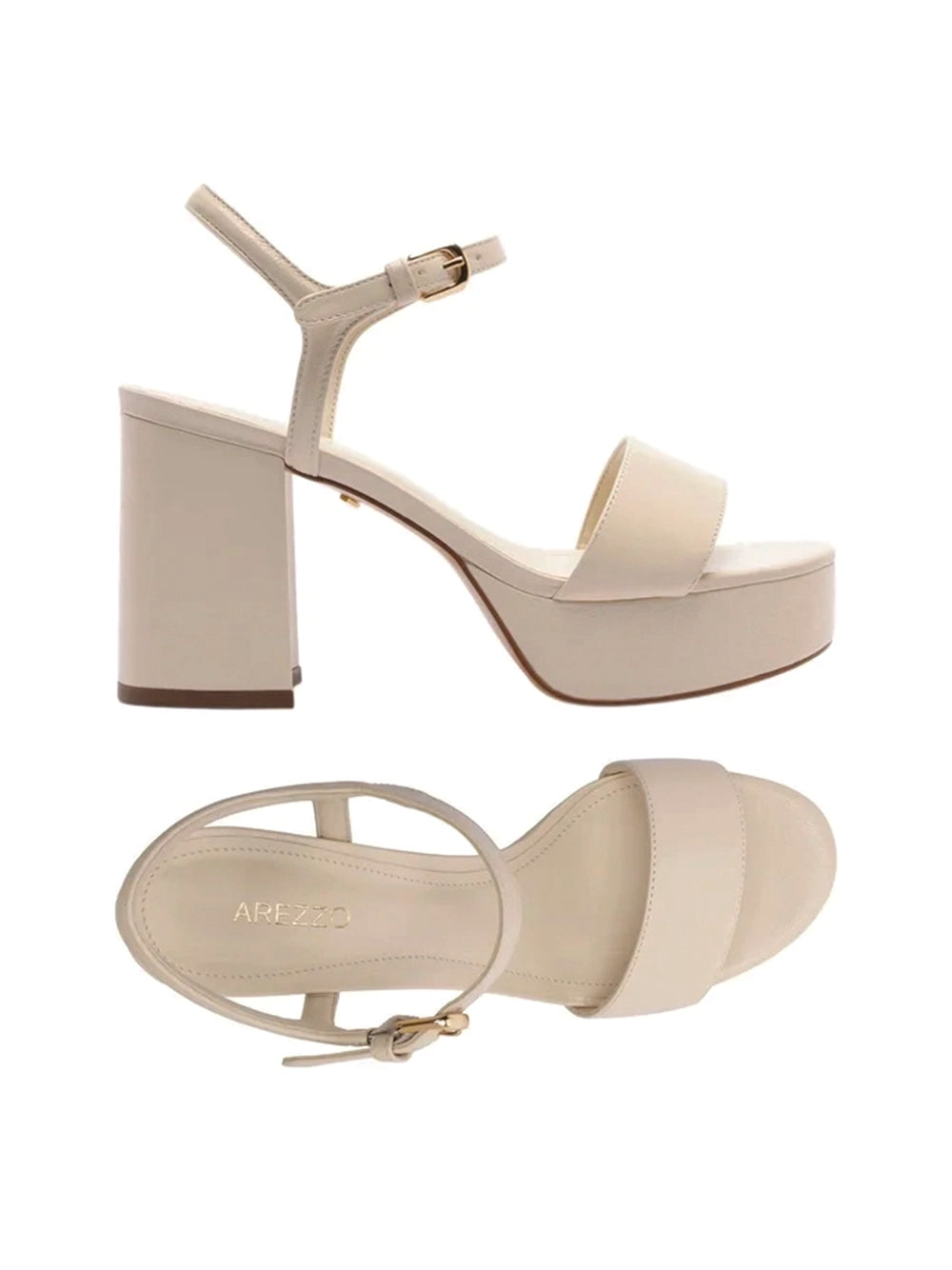 Sandália em Pele Off-White e Plataforma