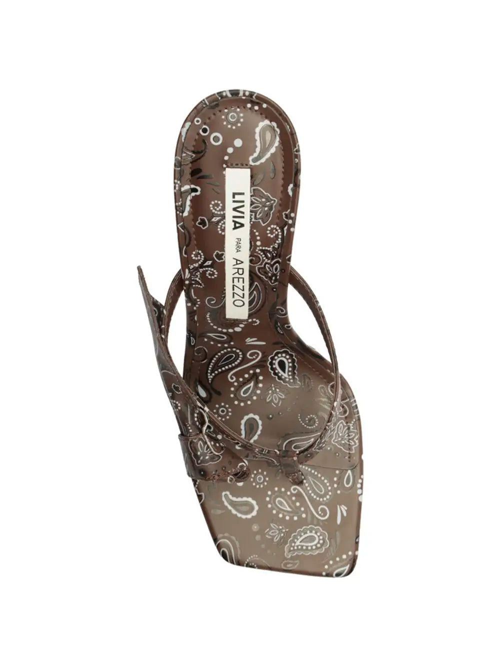 Arezzo Brown Paisley Print Sandal with Thin Strap
