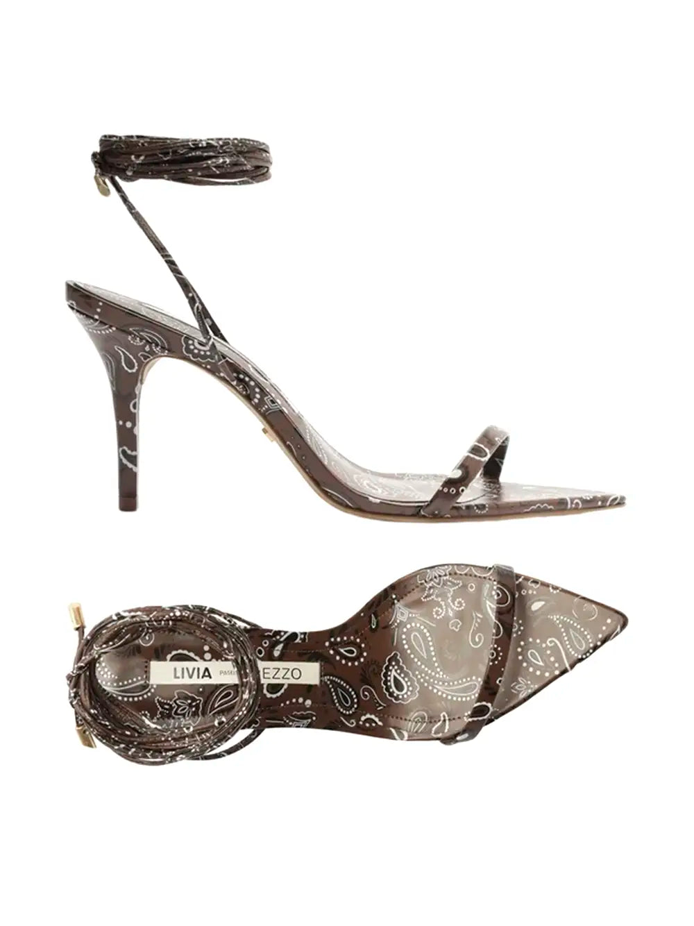 Arezzo Paisley Print Brown Strappy Sandals