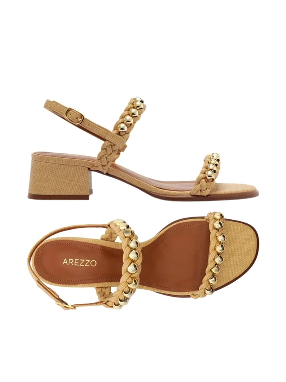 Beige Raffia Sandal Metallic Spheres