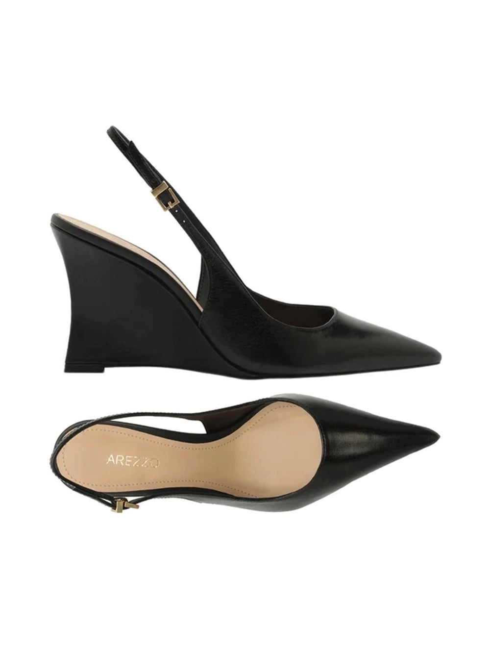 Scarpin Preto em Pele Salto Anabela