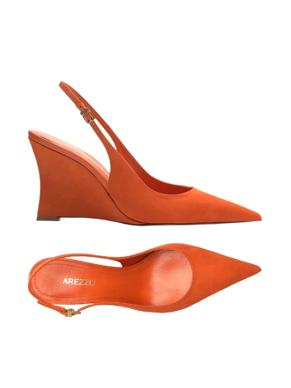 Orange Suede Wedge Pumps