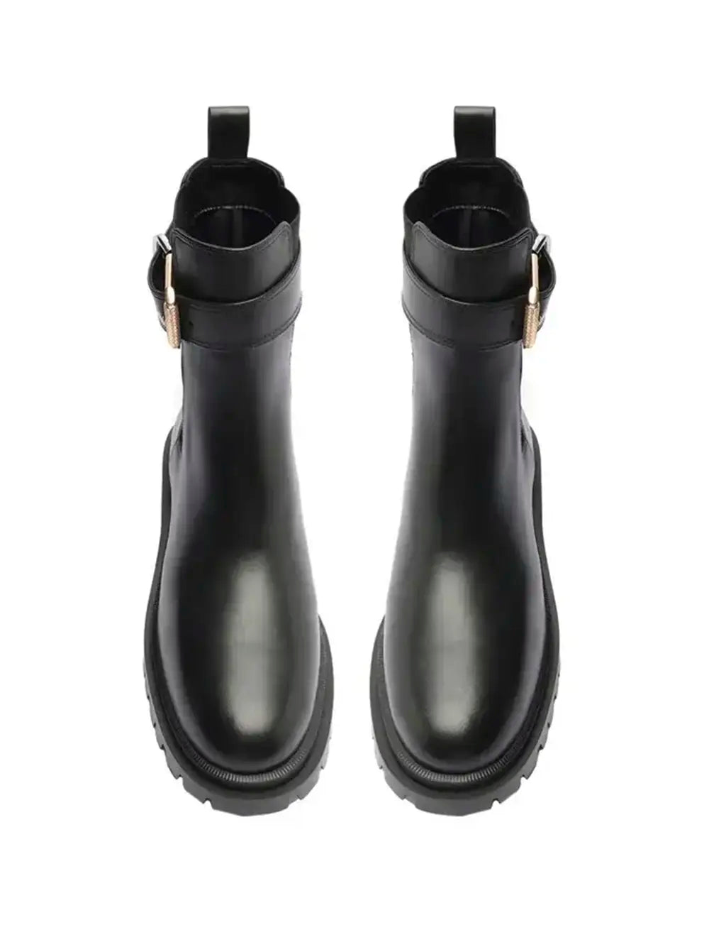Black Leather Boot with Buckle