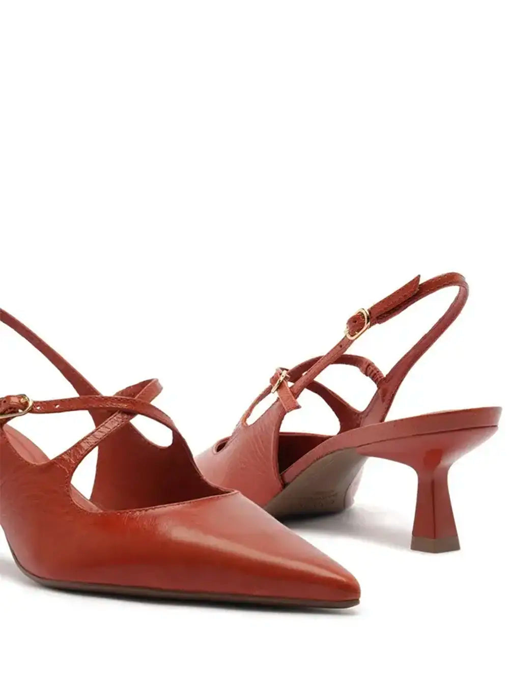Red Leather Court Shoes with Straps