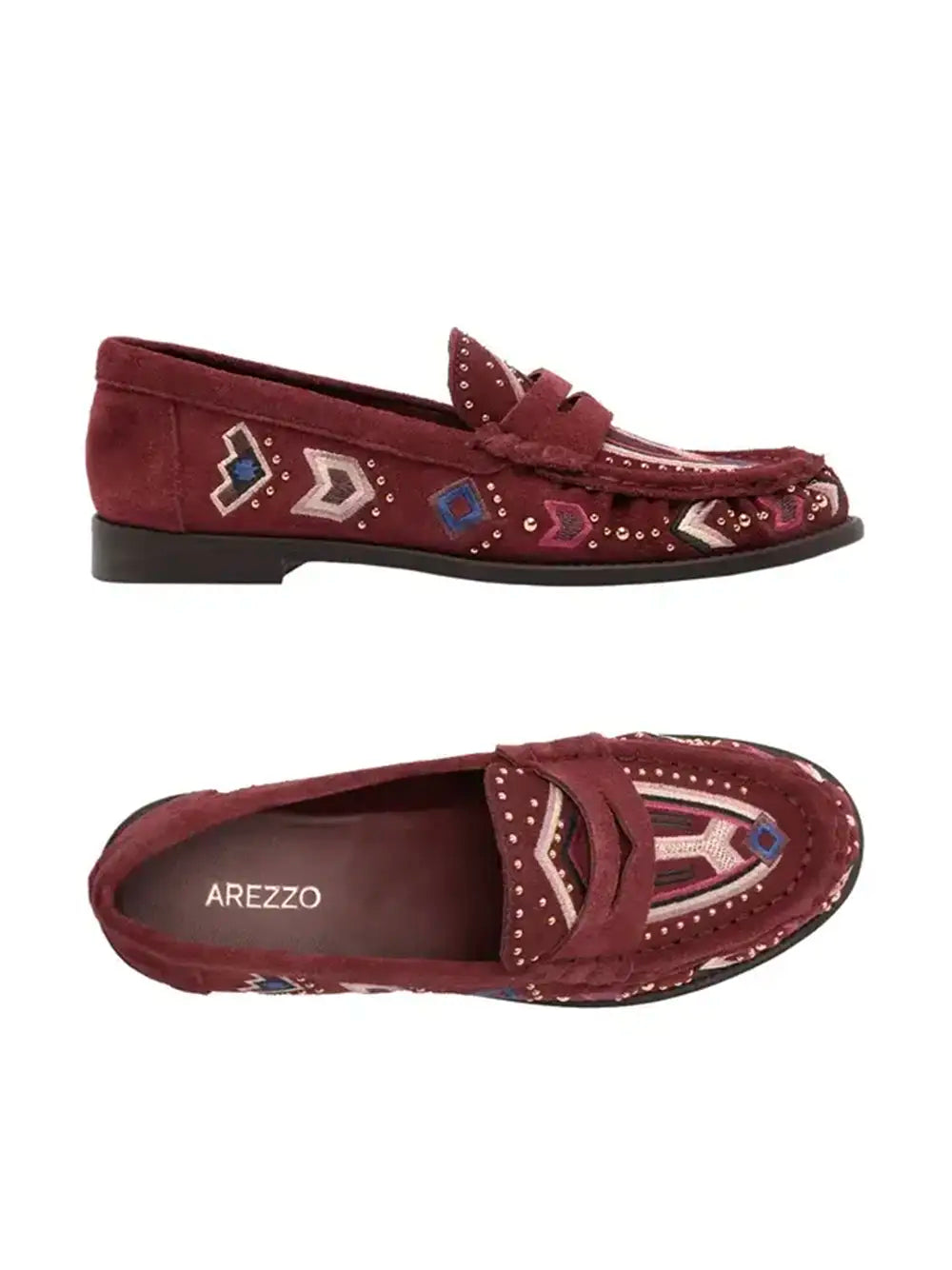 Bordeaux Suede Loafer with Embroidery