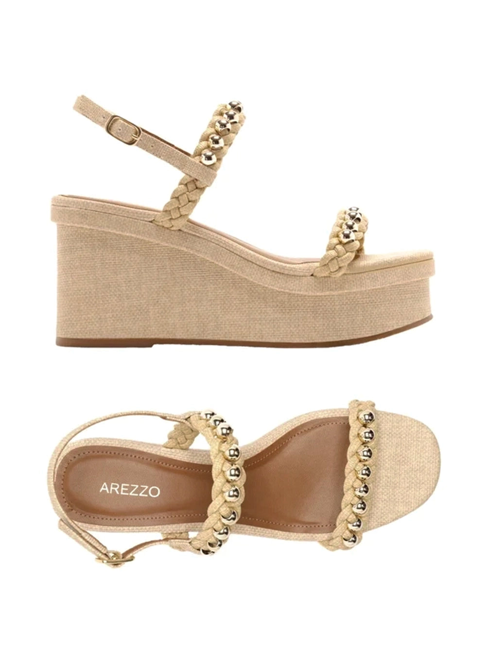 Beige Raffia Platform Sandals