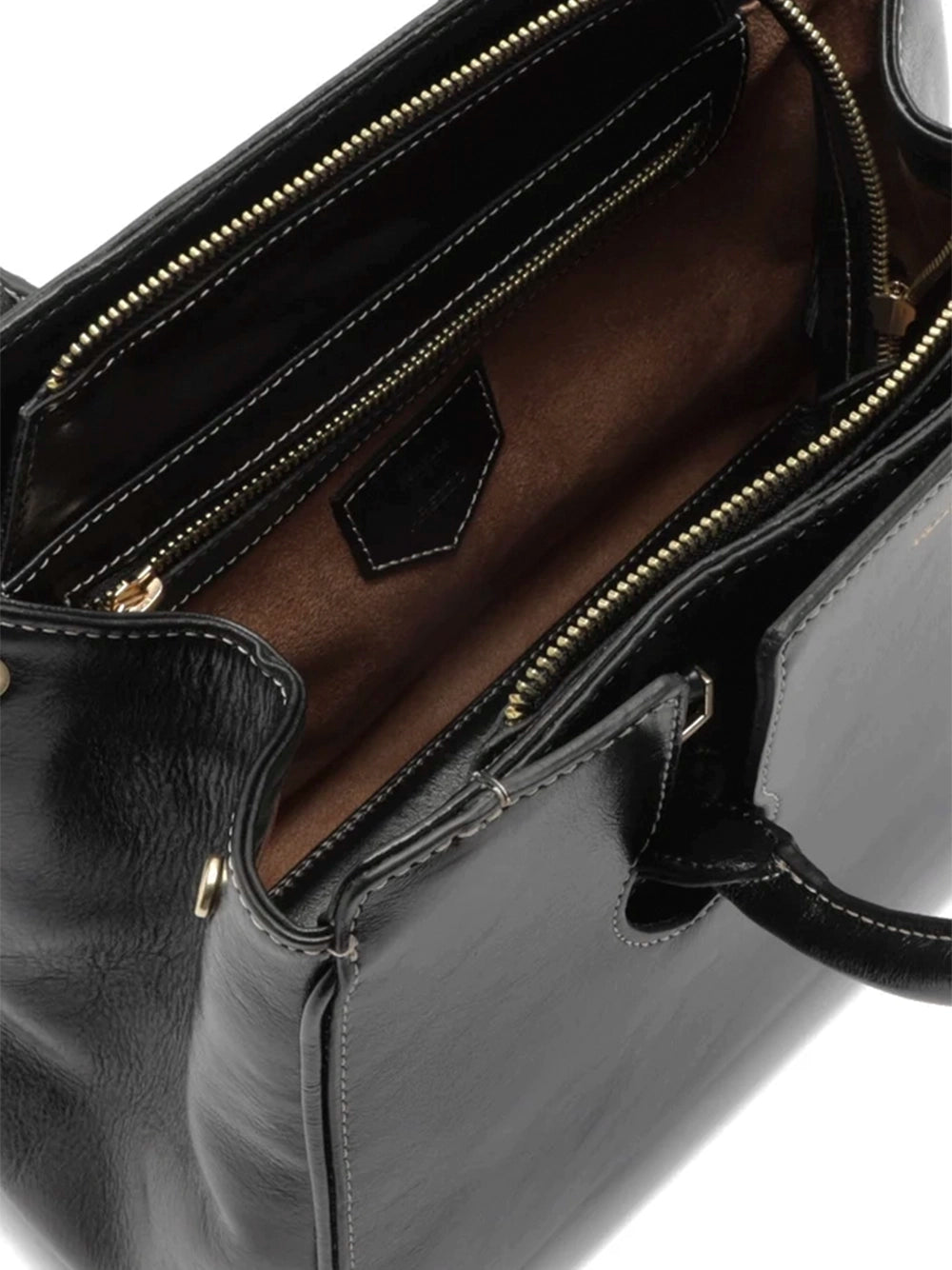 Black Midi Leather Tote Bag