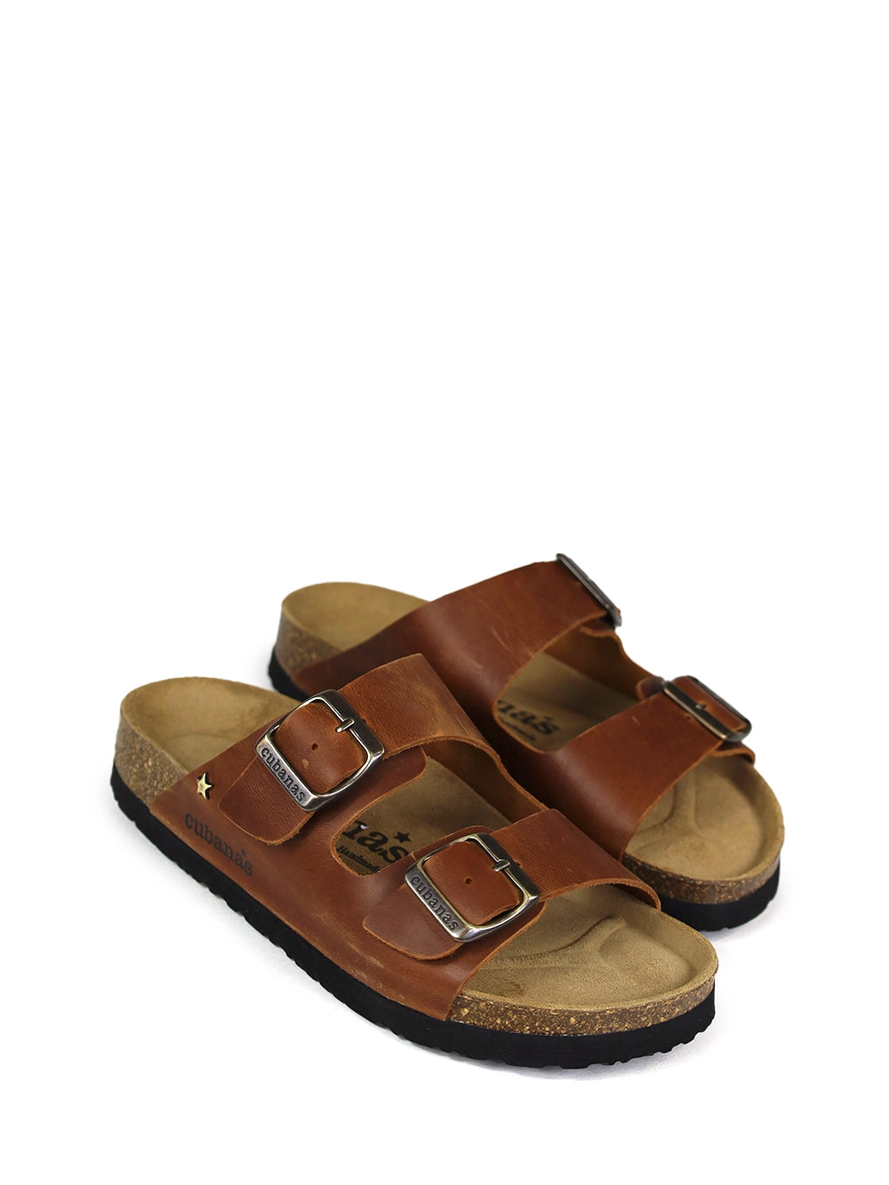 Amália Camel Leather Sandals with Two Straps