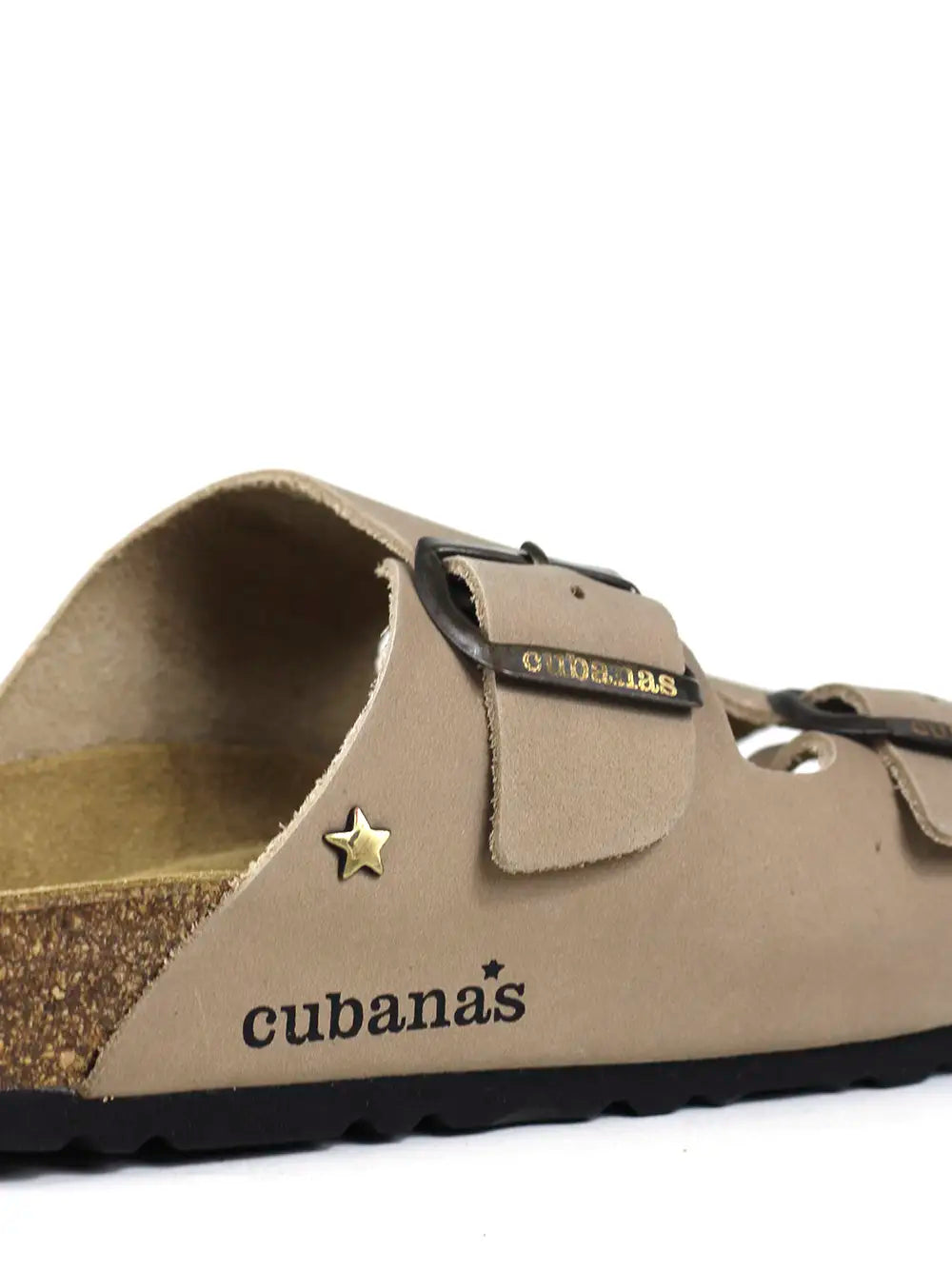 Men's Beige Leather Two-Strap Sandals