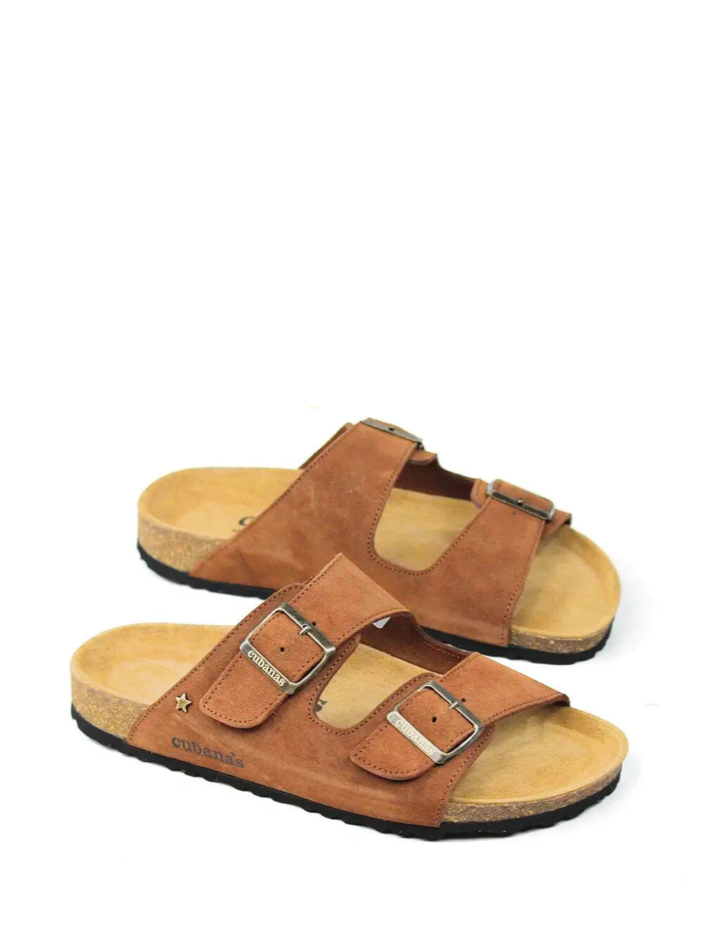 Men's Brown Suede Two-Strap Sandals