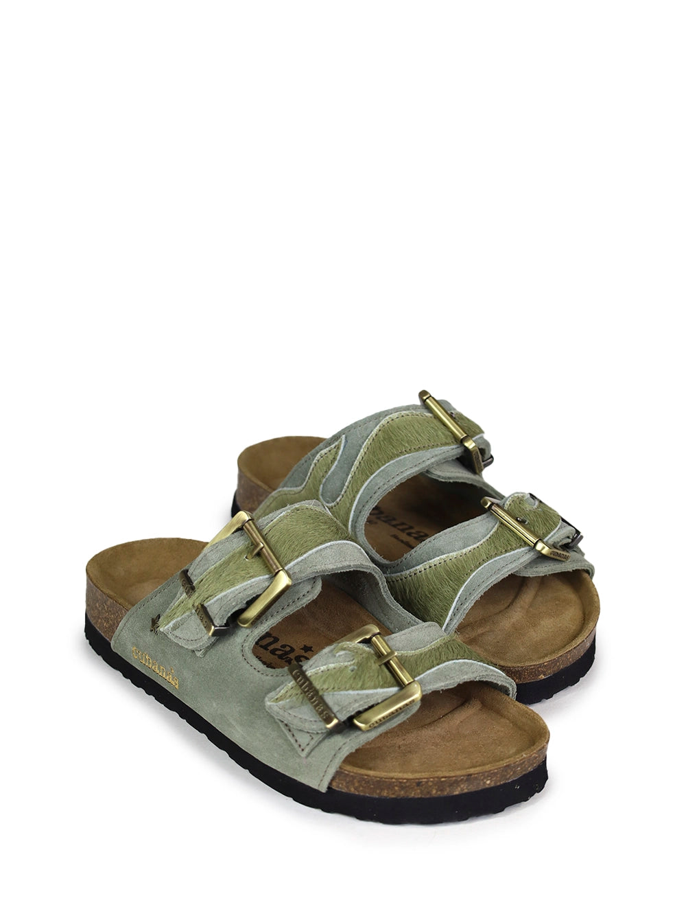 Amália Green Suede and Fur Sandals