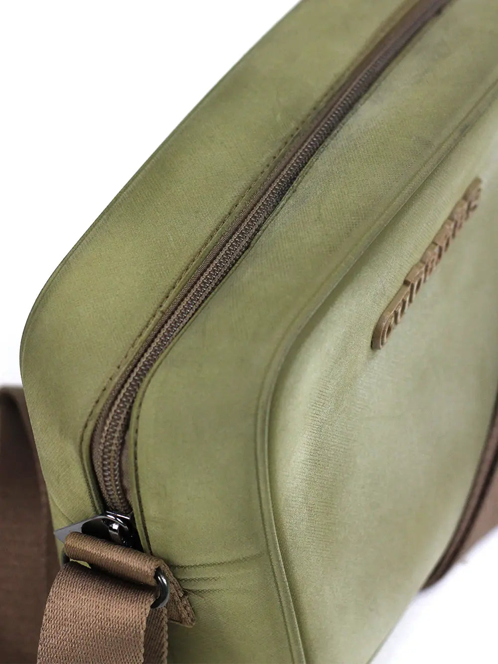 Green Bag with Nubuck Finish and Crossbody Strap