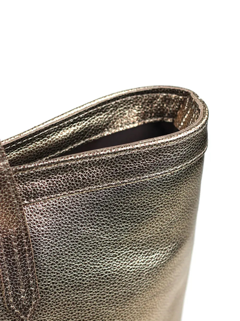 Gold Leather Shopper Bag with Shoulder Strap