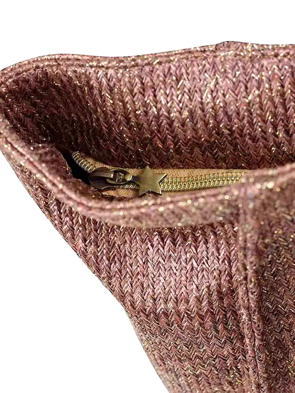 Mala Shopper em Tecido Castanho com Glitter