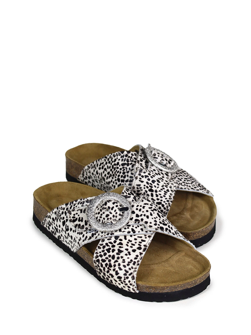 Animal Print Carmo Sandals with Crisscross Straps