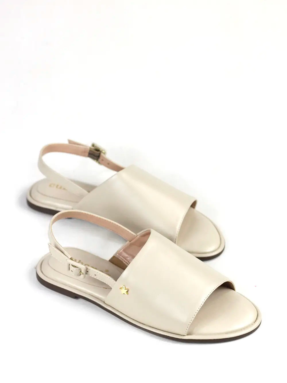 Sandália Rasa em Pele Branca