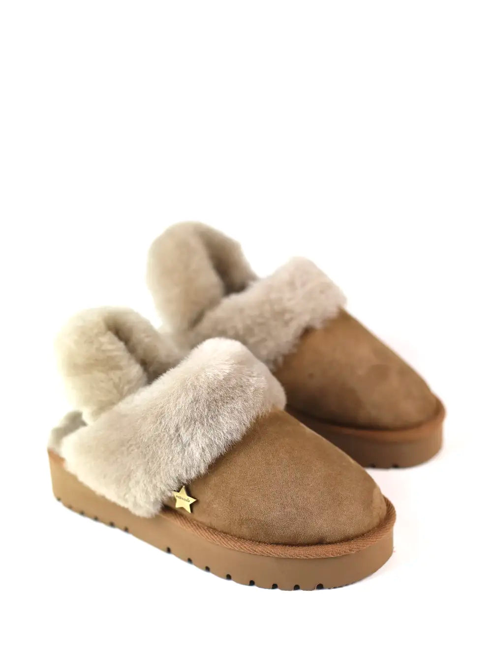 Socas Plataforma em Pele Beige