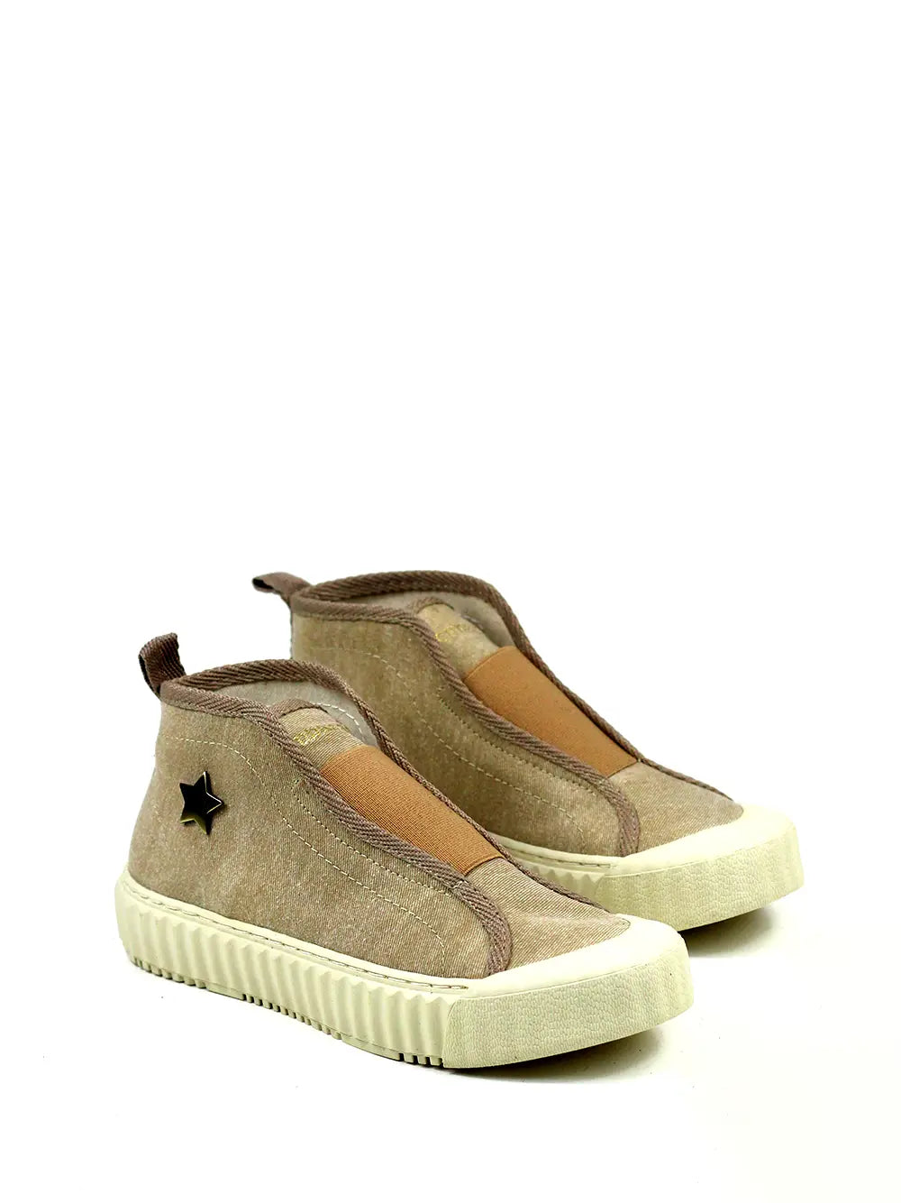 Fabric Sneakers in Beige with Chunky Sole