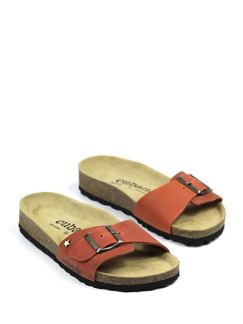 Julia Orange Leather Sandals