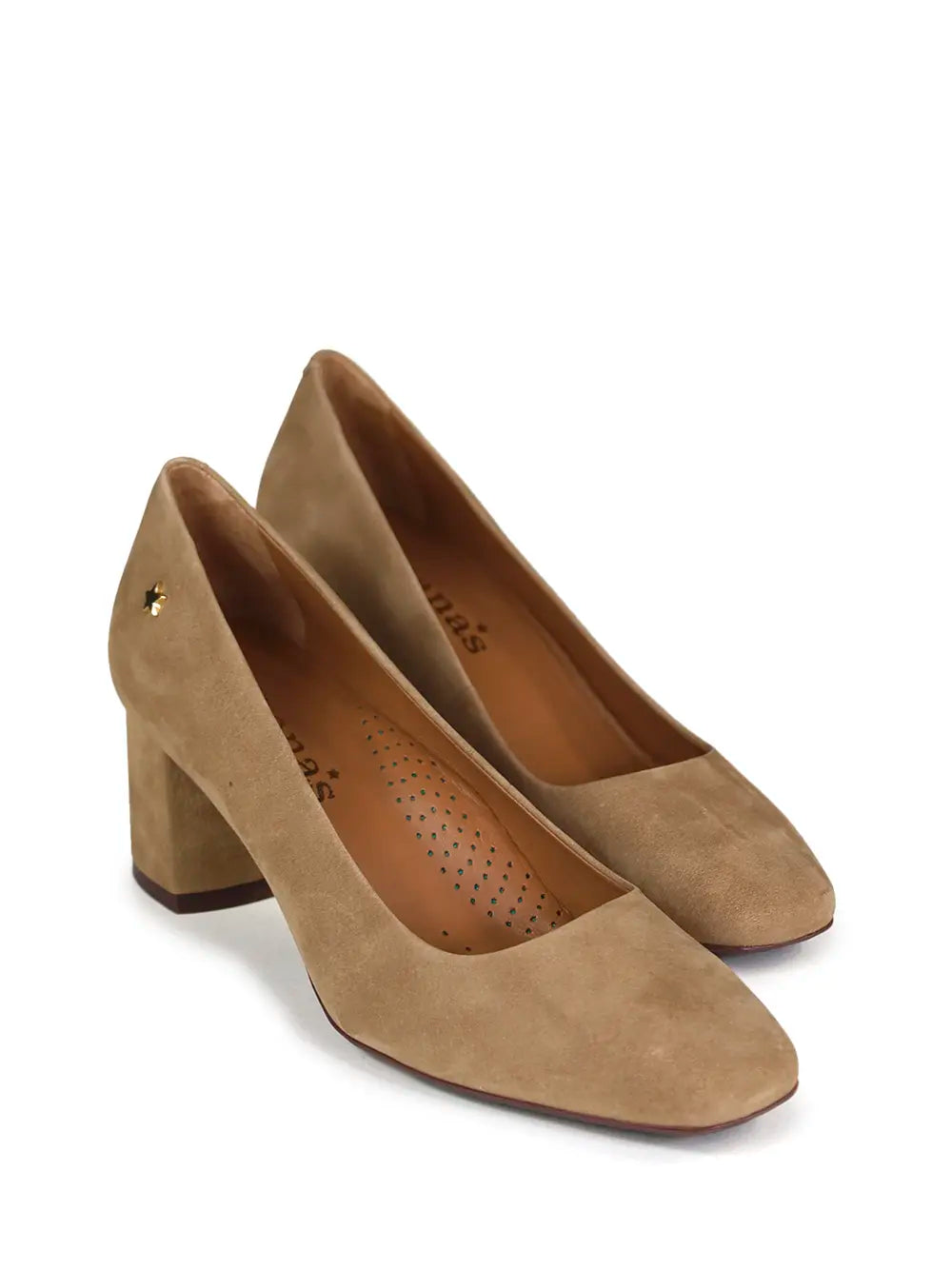 Camel Leather Pointed Toe Court Shoes