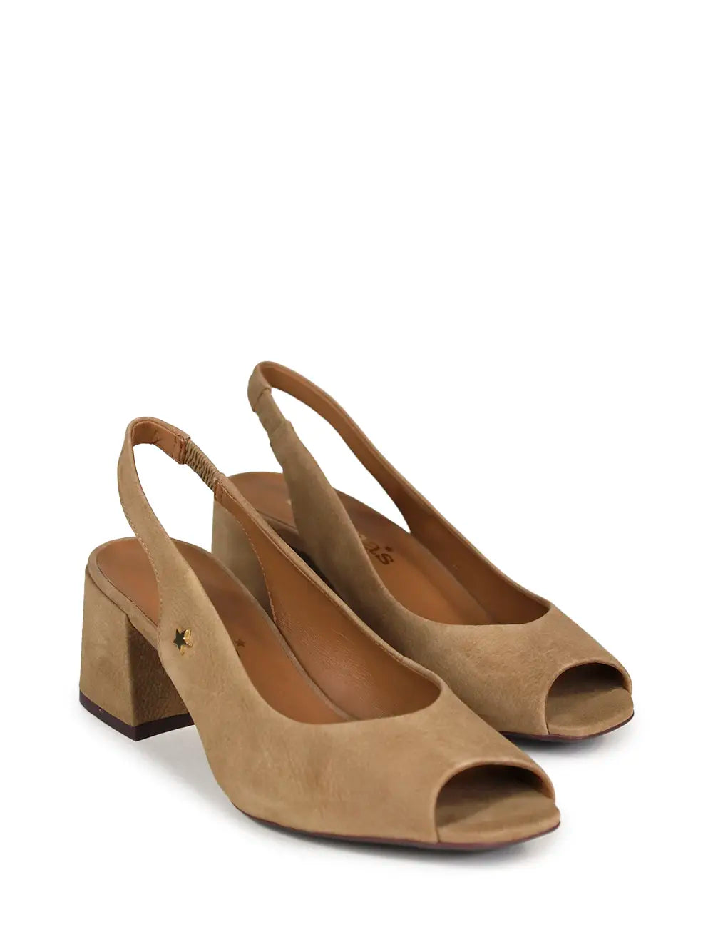 Sandália Peep Toe em Pele Camel