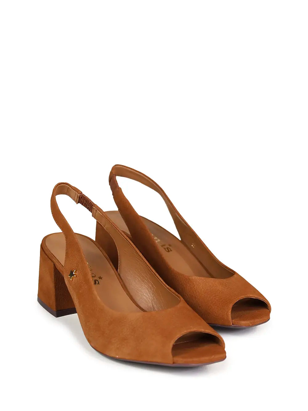 Sandália Peep Toe em Pele Castanha