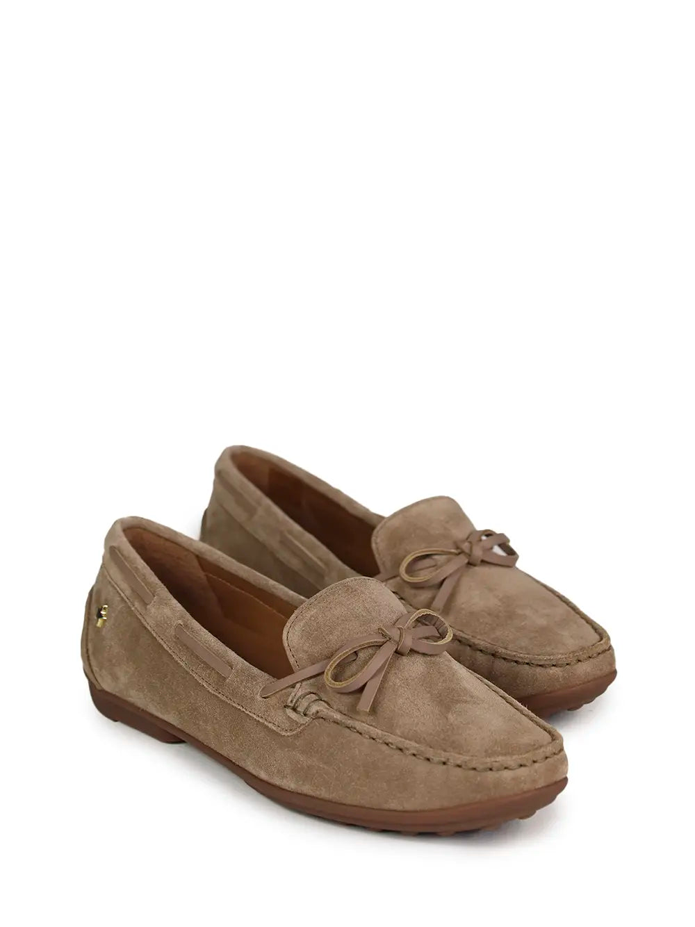 Brown Suede Loafers with Bow