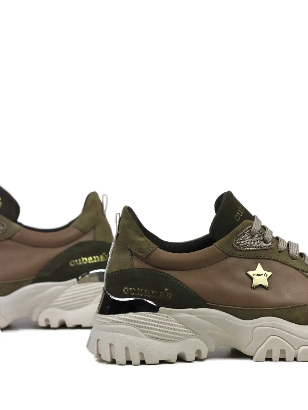 Camel Leather and Suede Trainers with Track Sole