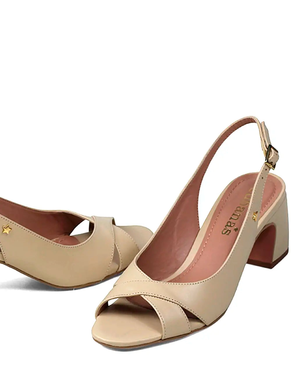 Sandália Peep Toe em Pele Off-White
