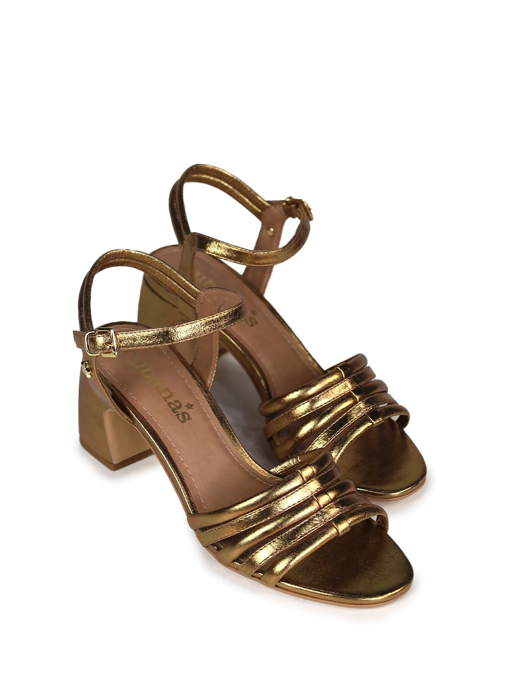 Gold Leather Strappy Sandals