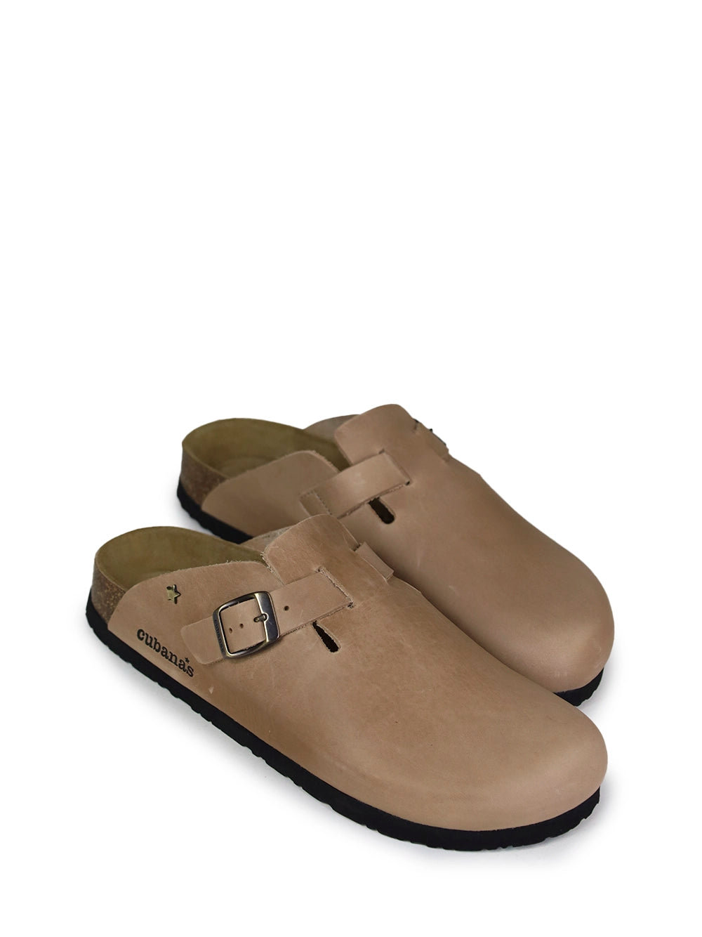 Men's Closed Leather Sandals in Beige