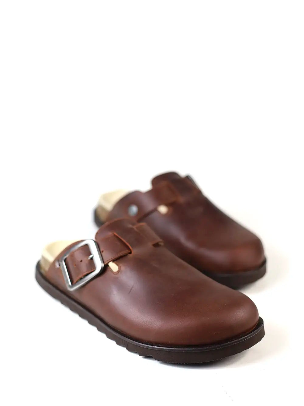 Men's Brown Leather and Natural Fur Sandals