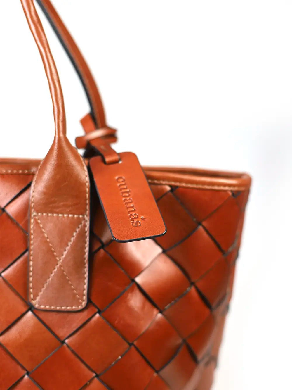 Brown Braided Leather Shopper Bag