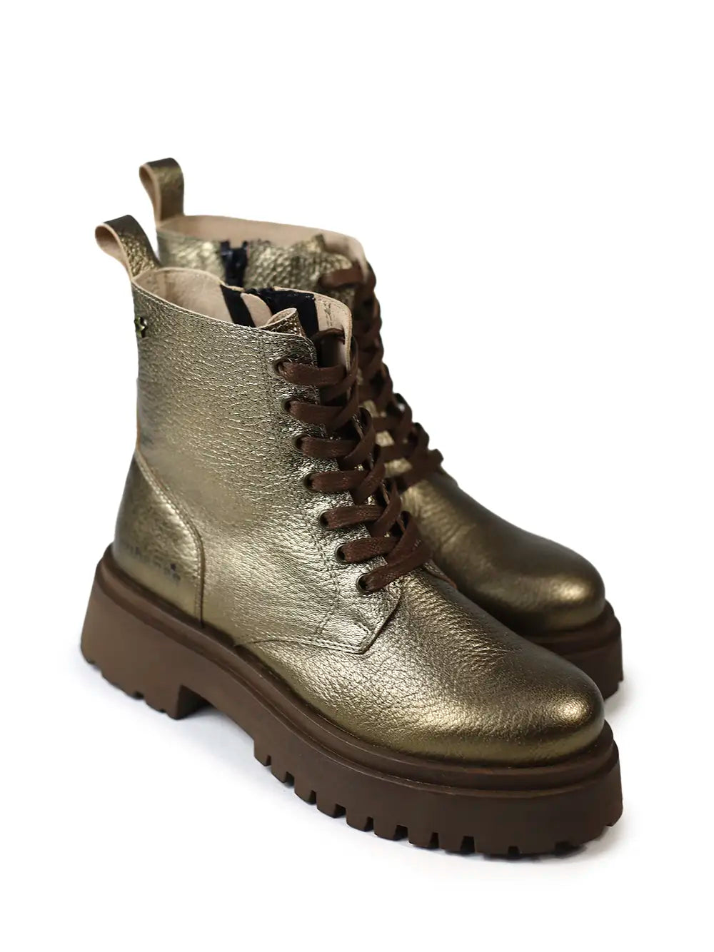 Gold Leather Boot with Chunky Sole