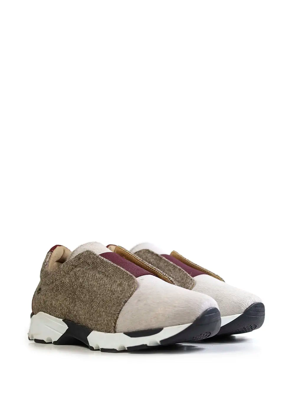 Beige Burel Trainers with White Fur