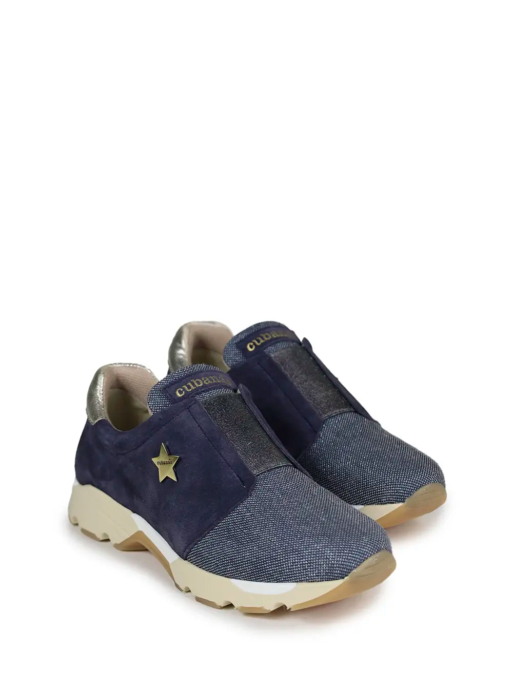 Blue Suede Trainers with Elastic