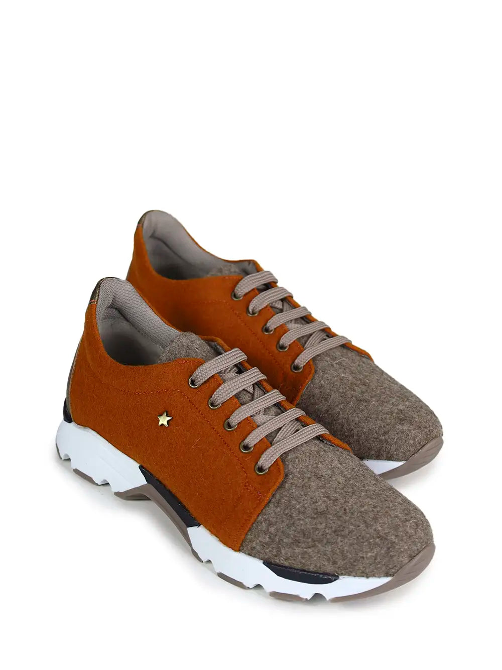 Ténis em Burel Laranja e Beige