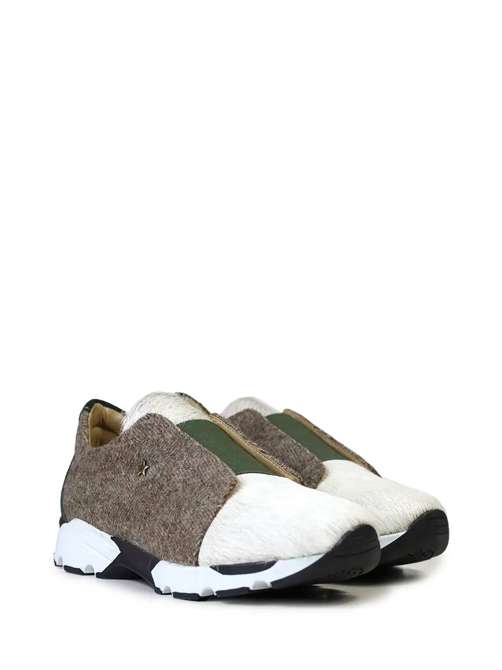 Grey Burel Sneakers with White Fur
