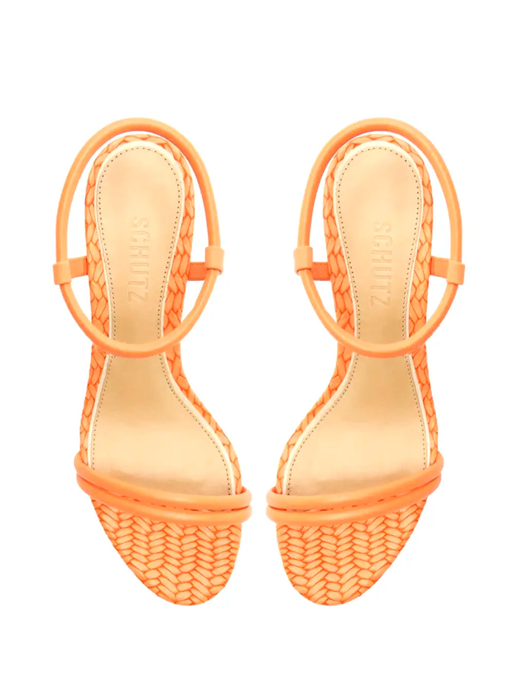 Schutz Orange Textured Leather Sandals
