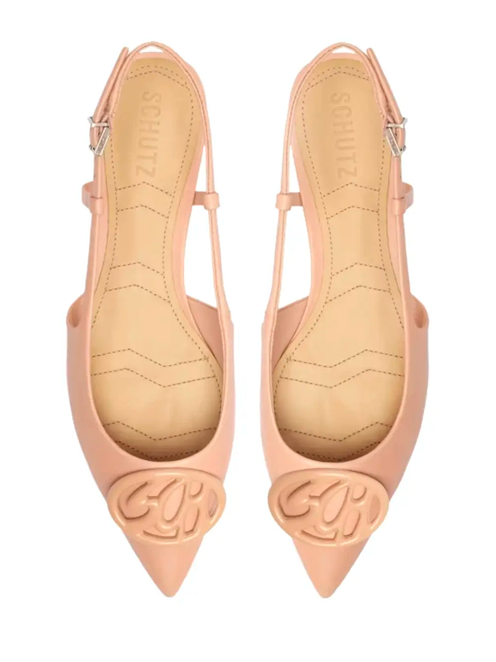Schutz Beige Leather Mule with Toe Detail