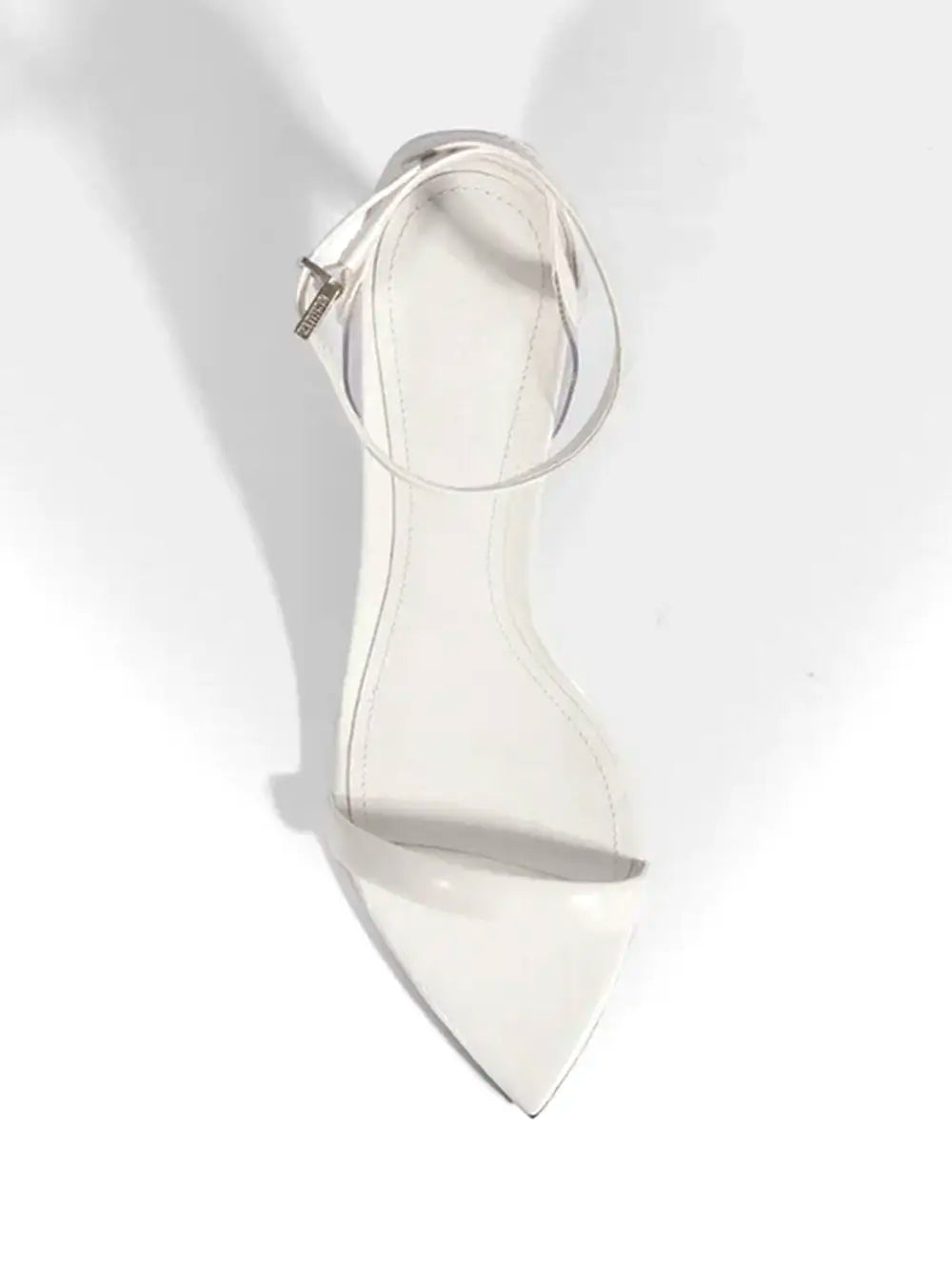 Schutz Sandals in White Leather with Vinyl Detail