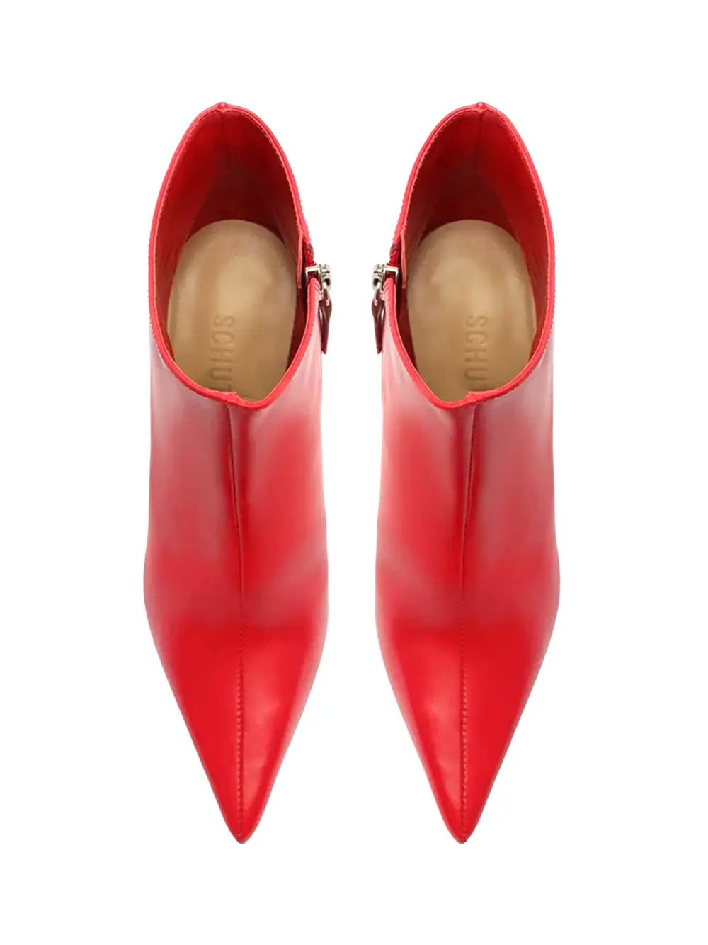 Schutz Red Leather Stiletto Heel Boot