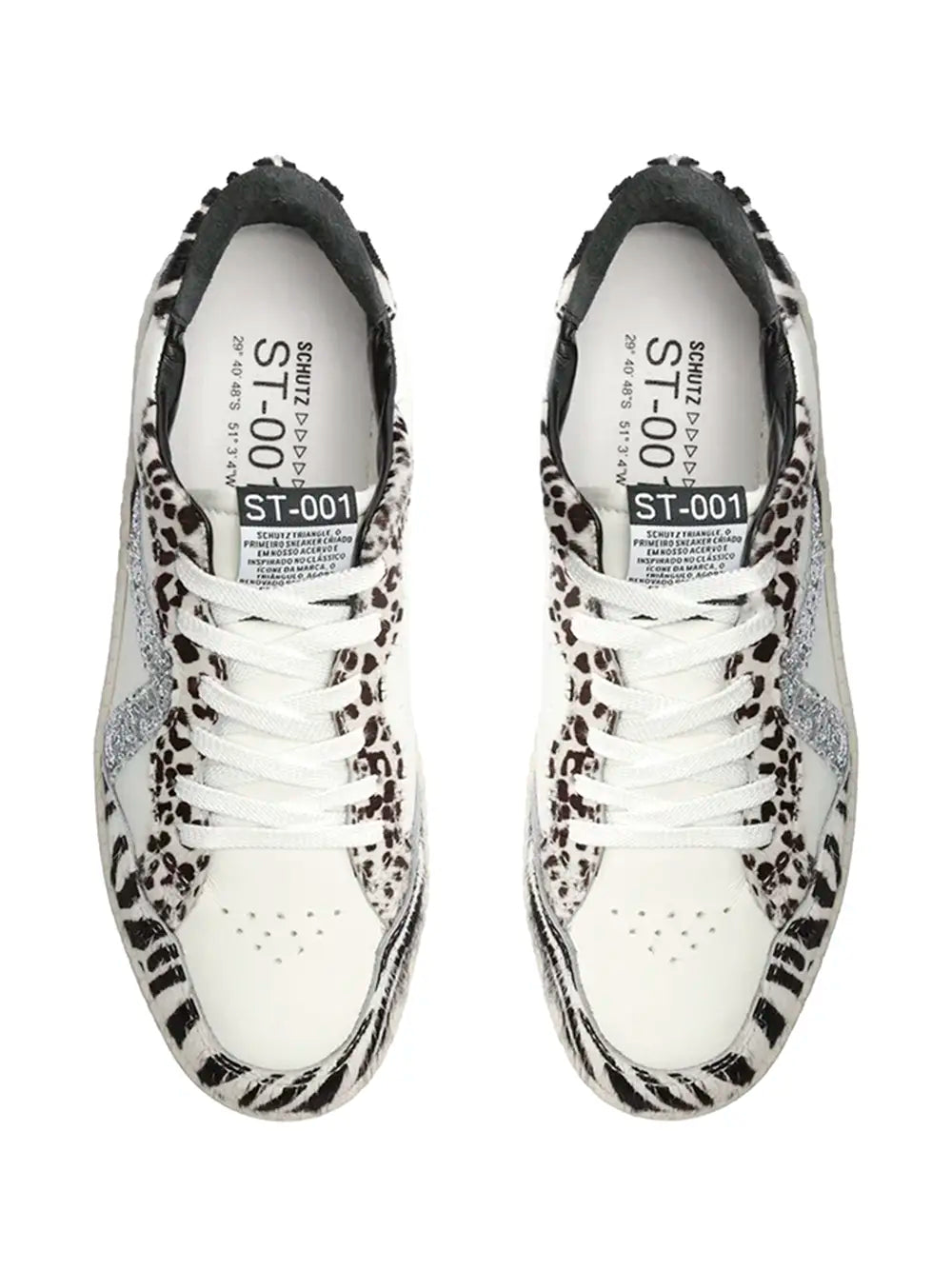 Ténis Schutz em Pele Branca e Animal Print