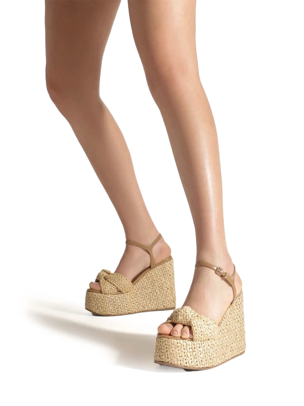 Sandália Plataforma em Ráfia Beige